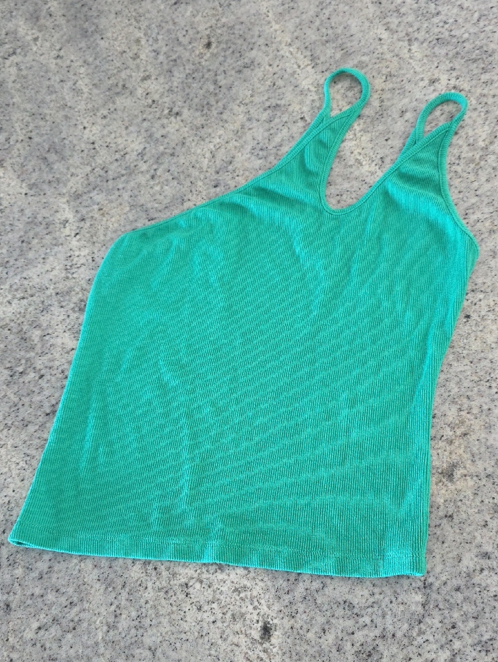 Cotton Candy LA Kelly Green Ribbed One Shoulder Tank Top